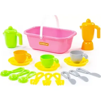 Dětská kuchyňka Sada nádobí Top šéf s košíkem pro 3 osoby