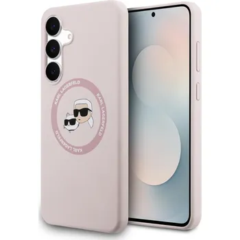 Pouzdro na mobilní telefon Karl Lagerfeld silikonové KC Heads MagSafe Samsung Galaxy S25 FE růžové