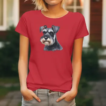 Dámské oblečení Dámské Tričko Knírač malý Barva: Červená, Velikost: S