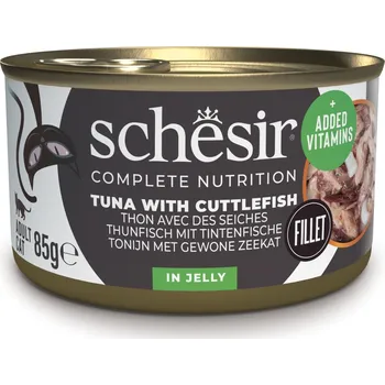 Krmivo pro kočku 24x85g Schesir Complete Nutrition Fillet v želé - tuňák s chobotnicí