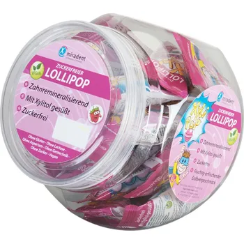 Bonbon Hager Werken Miradent Xylit lízátko - jahoda 25x6 g