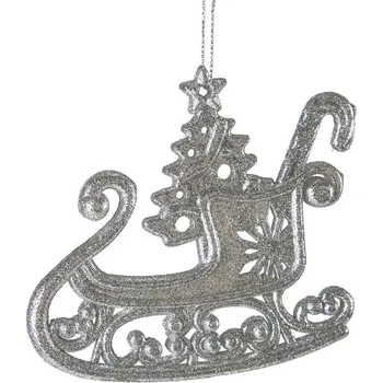 Vánoční ozdoba Stříbrná vánoční ozdoba na stromeček 12x10 cm - sada 6 ks