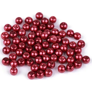 Dětské navlékací korálky Skleněné voskové perly Ø6 mm, malé, 70B červená