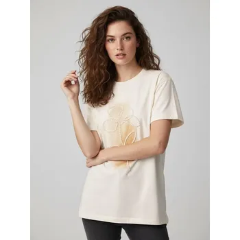 Sinsay - Tričko s krátkým rukávem - krémová - 534FG-01X - 534FG-01X-L