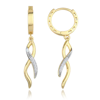 Náušnice MINET Elegantní zlaté náušnice s bílými zirkony Au 585/1000