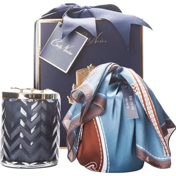 Svíčka Côte Noire - Herringbone svíčka Navy & Gold s šátkem, Eau De Vie