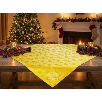 Vánoční dekorace HEDVA ČESKÝ BROKÁT Ubrus Odaska 77x77 SLUNÍČKA zlatá