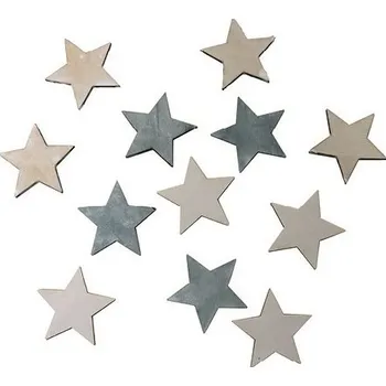 Vánoční dekorace Hvězdy dřevěné 4 cm, 12 ks v sáčku