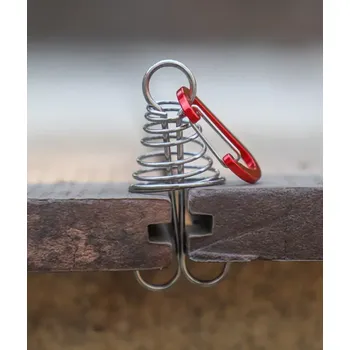 kempingová židle Nerezový pružinový držák s karabinou (červený, 1 ks) (KOT1)