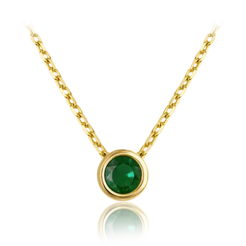 Náhrdelník MINET Decentní zlatý náhrdelník se zeleným zirkonem Au 585/1000