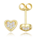 MINET Zlaté náušnice srdce s bílými zirkony Au 585/1000