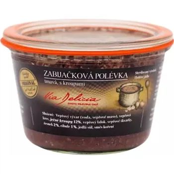 Hotové jídlo Via Delicia Tmavá zabijačková polévka s kroupami 300 g