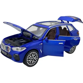 autíčko BMW X5 kovový model hračka na baterie světla zvuk 1:32 modrá