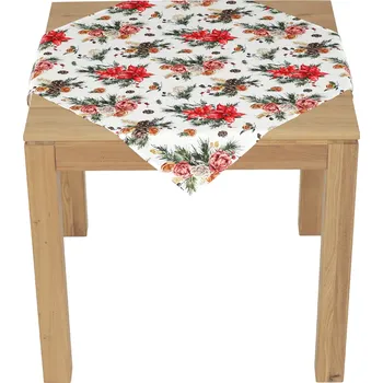ubrus Autronic Ubrus - vánoční květy a jehličí, 100% polyester, 80 x 80 cm