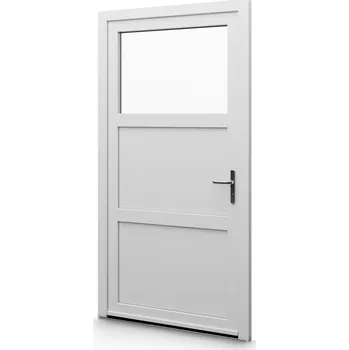 Vchodové dveře ALUPLAST Plastové jednokřídlové hlavní vchodové dveře antracit/bílé 08 Otvírání: Levé, Šířka v cm: 85, Výška v cm: 200