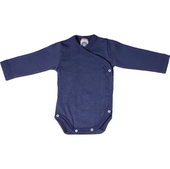Kojenecký body Dětské body zavinovací z merino vlny a hedvábí Cosilana s dlouhým rukávem modré Velikost: 50/56
