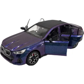 autíčko BMW i5 kovový model hračka na baterie světla zvuk 1:24 Fialová