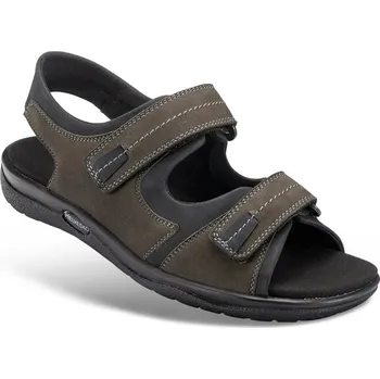 Pánská zdravotní obuv Pánské sandály z přírodní kůže, s pásky na suchý zip, hnědá: 44