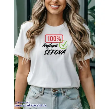 Dámské tričko Trička s potiskem Tričko s potiskem, NEJLEPŠÍ ŠÉFOVÁ, 1 ks zvolte VELIKOST textilu ZDE:: XL- velikost typ Beagle