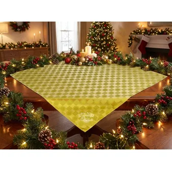 Vánoční dekorace HEDVA ČESKÝ BROKÁT Ubrus Odaska 77x77 ŽÍHÁNÍ A OVÁL zlatá