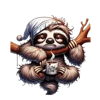 Nášivka Nažehlovací obrázek - mrzutý lenochod s kávou (dva rozměry), Velikost: Malá