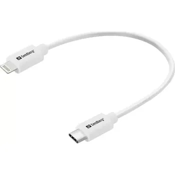 Kabel do PC Sandberg USB-C PD to Lightning MFI 0.2M bílá