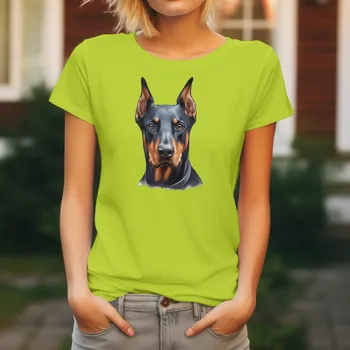 Dámské oblečení Dámské Tričko Dobrman Barva: Limetková, Velikost: XL