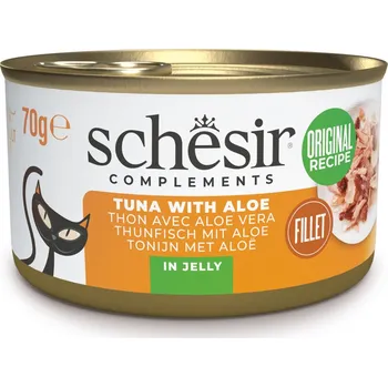 Krmivo pro kočku 24x70g Schesir Complements Fillet v želé - tuňák s aloe