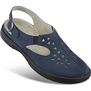 Dámská zdravotní obuv Dámské letní pantofle s páskem na patě, nubuková useň, modrá: 43