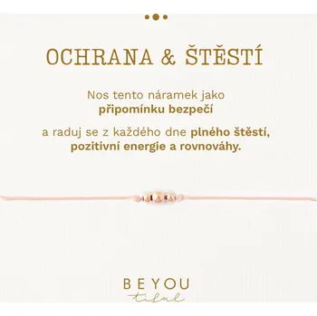 Náramek Ochranný náramek s béžovou šňůrkou růžové zlato