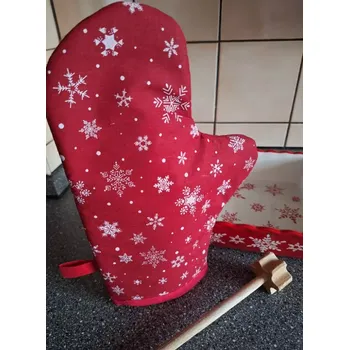 Chňapka Kuchyňská chňapka červená, bílé vločky