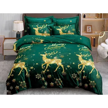 Povlečení Textilomanie Povlečení z mikrovlákna EMERALD DEER zelené 140 x 200, 70 x 80 cm zipový uzávěr