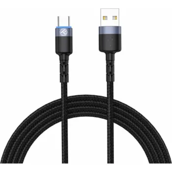 Datový kabel Tellur datový kabel USB to Type-C LED nylonový pletený 1,2 m černý