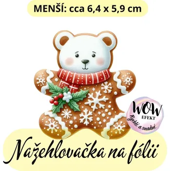 Nažehlovačky na fólii Nažehlovačka na fólii, PERNÍČEK - MEDVĚD S ŠÁLOU, 1 kus Zvolte VELIKOST motivu ZDE:: Menší