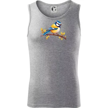 Sýkorka modřinka kreslená - Tílko pánské Core - L ( Tmavě šedý melír )