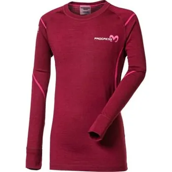 MW NDRD dětské merino triko s dlouhým rukávem švestkový melír 164/170