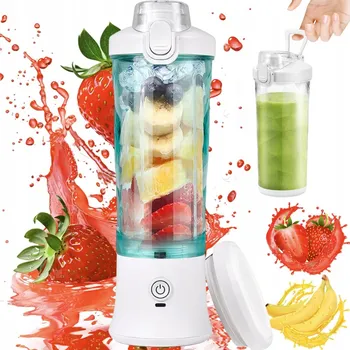 BEZDRÁTOVÝ PŘENOSNÝ BLENDER NA SMOOTHIE A DŽUSY 500ML BÍLÝ