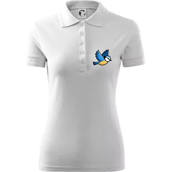 Sýkorka modřinka na prsu - Polokošile dámská Pique Polo - 2XL ( Bílá )