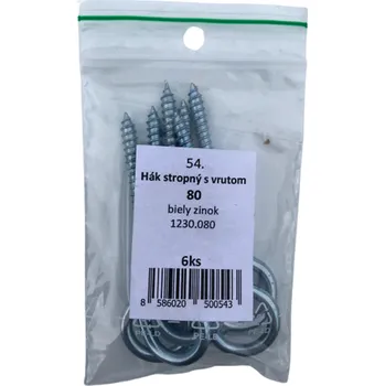 Šroub SVX Hák stropní s vrutem Zn - blistr 54 80mm č54