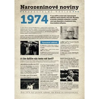 Narozeninové noviny 1974 s vlastním textem a fotografií S fotografií a textem