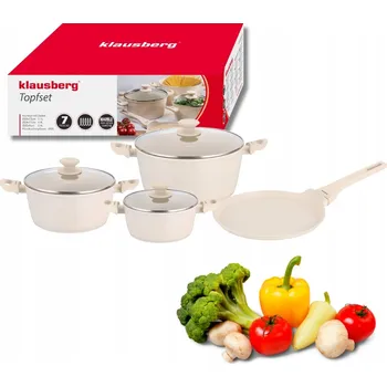 KLAUSBERG KB-7963 Indukční plynová Sada hrnců + pánev 24 cm, béžová