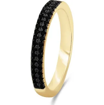 Prsten Brilio Silver Třpytivý pozlacený prsten s černými zirkony RI058Y 54 mm + 2 měsíce na vrácení zboží