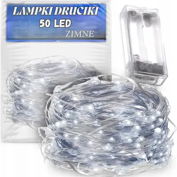 Vánoční dekorace DRÁTKOVÉ SVĚTELNÉ ŘETĚZY 50 LED 5 M STUDENÁ BÍLÁ - VÁNOČNÍ SVĚTÝLKA NA BATERIE