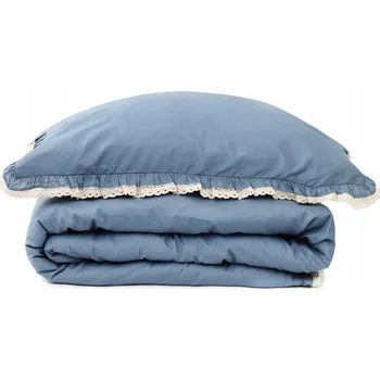 Povlečení Povlečení MOISES bavlněné modré s krajkou 160x200 cm HOMLA