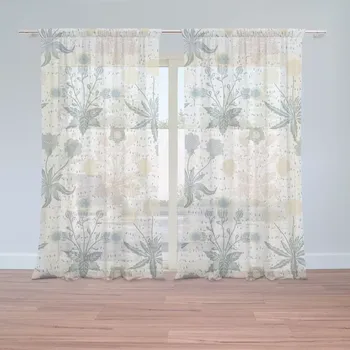 Záclona Sablio Záclony Šedé květiny: 2ks 150x250cm