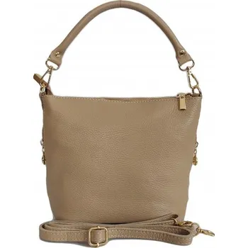Kabelka Vera Pelle kabelka kožená kabelka přes rameno z pravé kůže béžová