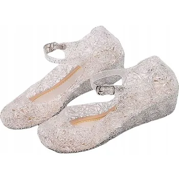 Dětská móda BALERÍNKY SANDÁLKY STŘEVÍČKY PRO PRINCEZNU ELZU ELSU STŘÍBRNÉ VEL. 33