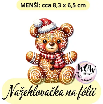 Nažehlovačky na fólii Nažehlovačka na fólii, PERNÍČEK - MEDVĚD S ČEPICÍ, 1 kus Zvolte VELIKOST motivu ZDE:: Menší