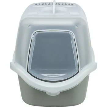 Toaleta pro kočku TRIXIE WC VICO Open TOP 40 x 40 x 56 cm, s odklápěním, s filtrem, lopatkou, světlešedá/bílá