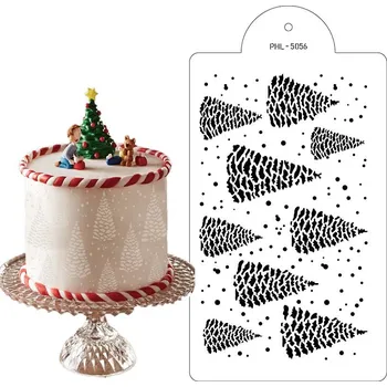 Přisada na vaření a pečení Stencil šablona zasněžené stromečky 40x21cm - Cakesicq | Cukrářské potřeby